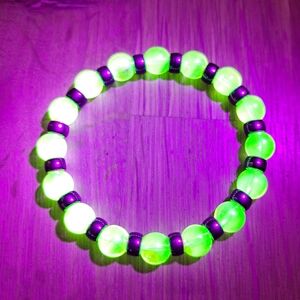 Czech Glass Uranium + Iris Pony Bead Bracelet 💚💜💚